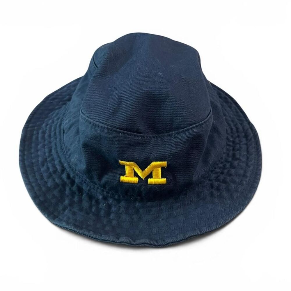 Vintage U Michigan Wolverines Navy Blue Bucket Hat US Granite USA Made